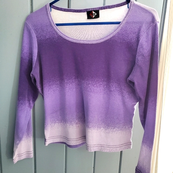 No Boundaries vintage y2k purple & white ombre slight crop long sleeve tshirt - Picture 1 of 4